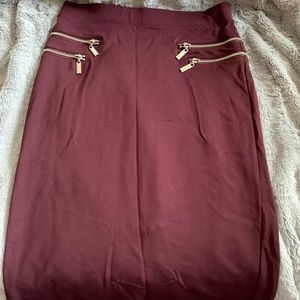 Maroon Jennifer Lopez Skirt with Silver Zippers